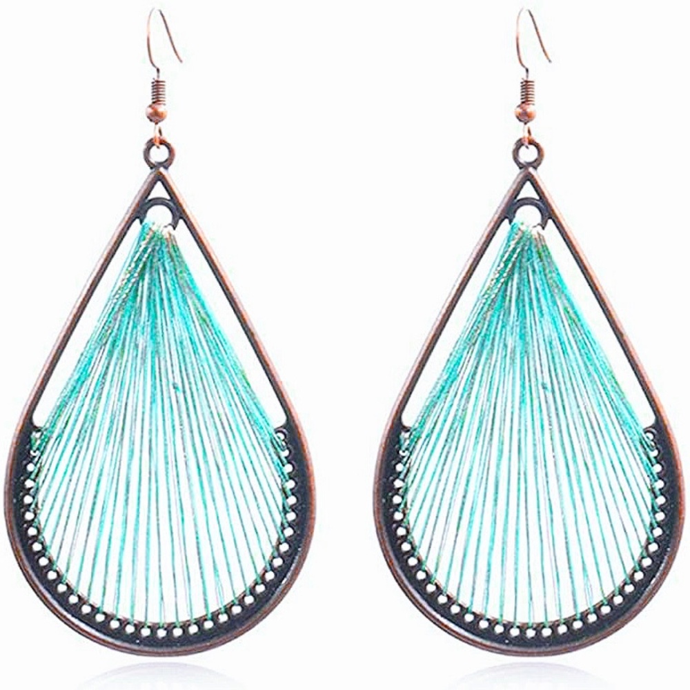 Peruvian Handmade Silk Thread Dangle Earrings NWT